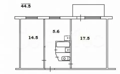 2-комнатная квартира: Тула, улица Фрунзе, 29 (44.8 м)