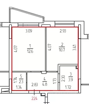 1-к кв. Пермский край, Пермь Рионская ул., 4А (34.3 м)