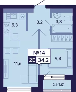 2-к кв. Саха (Якутия), Якутск ул. Новопортовская, 1Д (34.2 м)