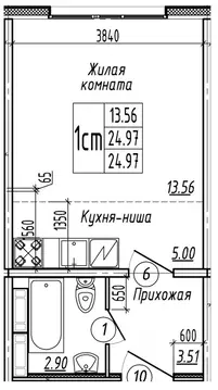 Студия Новосибирская область, Новосибирск ул. Плющихинская, 2 (25.0 м)