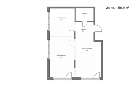 2-к кв. Пензенская область, Пенза Велларт Сити жилой комплекс (58.4 м)