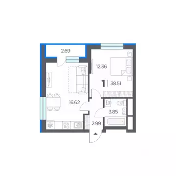 1-к кв. Рязанская область, Рязанский муниципальный округ, с. Дядьково ...