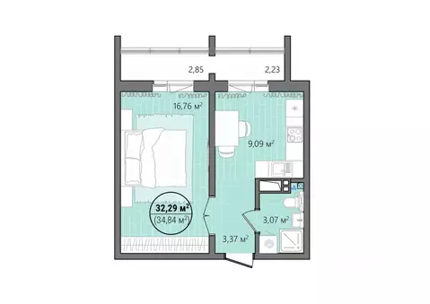 1-к кв. Челябинская область, Челябинск ул. Труда, 14 (37.59 м)