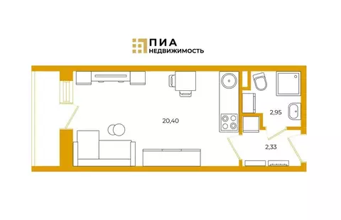 Квартира-студия: Мурино, бульвар Менделеева, 3 (20.4 м)