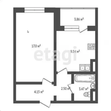 1-комнатная квартира: Стерлитамак, Крымская улица, 14 (36.9 м)