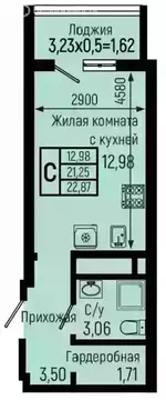 Квартира-студия: село Небуг, Спортивная улица (22.87 м)