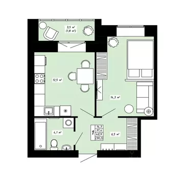 1-к кв. Костромская область, Кострома ул. 8-я Рабочая, 4 (39.2 м)
