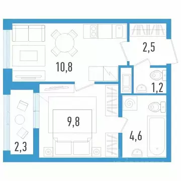 1-к кв. Санкт-Петербург пос. Шушары, просп. Старорусский, 5к2 (30.1 м)