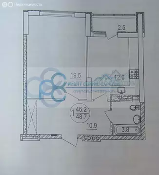 1-комнатная квартира: Энгельс, улица Маяковского, 47А (48.7 м)