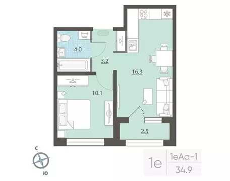 1-комнатная квартира: Екатеринбург, жилой район Центральный, жилой ...