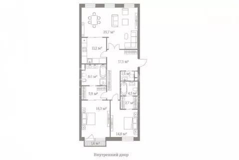 3-комнатная квартира: Москва, улица Большая Полянка, 44 (123 м)