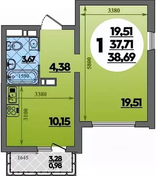 1-к кв. Адыгея, Майкоп  (38.75 м)