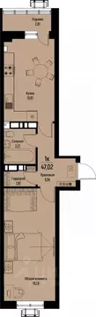 1-к кв. Ставропольский край, Пятигорск Скачки мкр,  (47.02 м)