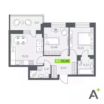2-к кв. Ленинградская область, Всеволожский район, Заневское городское ...