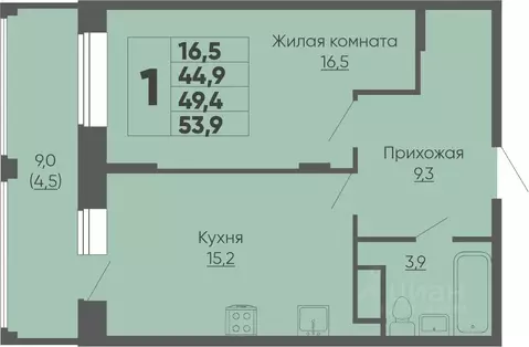1-к кв. Чувашия, Чебоксары ул. Академика РАН Х.М. Миначева, 2 (53.9 м)