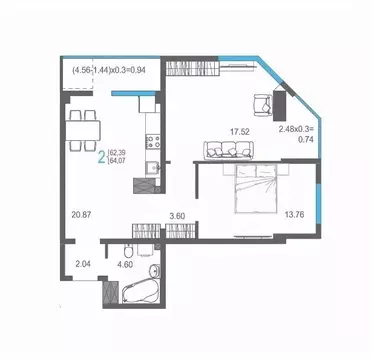 2-к кв. Крым, Ялта ул. Кирова, 155Ак1 (64.07 м)