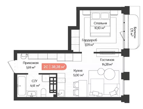 2-комнатная квартира: Новосибирск, Ленинградская улица, 342 (38.28 м)