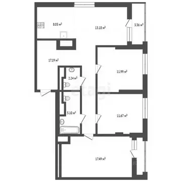 3-к кв. Тюменская область, Тюмень ДОК мкр, ул. Воронинская, 47 (88.4 ...
