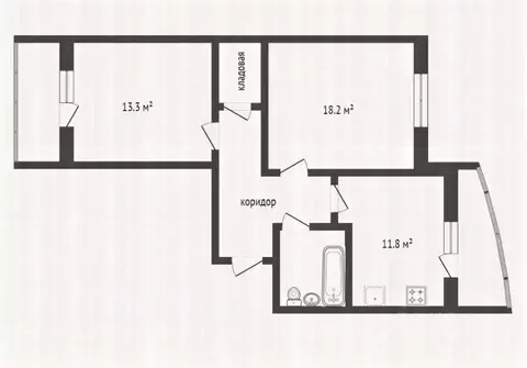 2-к кв. Калужская область, Калуга бул. Солнечный, 4к2 (58.0 м)