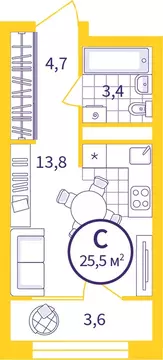 Квартира-студия: Екатеринбург, жилой район Уктус, ЖК Астон Сезоны ...