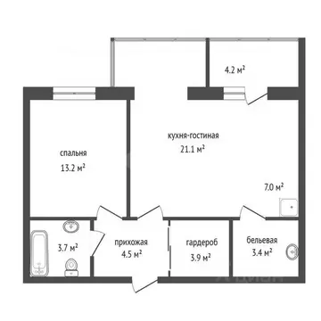 1-к кв. Красноярский край, Красноярск ул. Партизана Железняка, 48Б ...