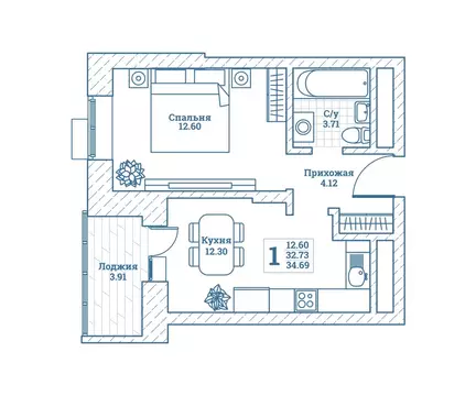 1-комнатная квартира: посёлок городского типа Монино, улица Генерала ...