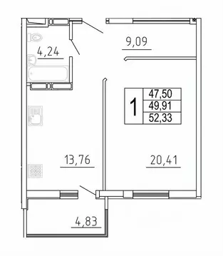 1-к кв. Самарская область, Самара ул. Дыбенко, 5 (52.33 м)