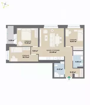 3-к кв. Свердловская область, Екатеринбург Эльмаш жилрайон,  (79.89 м)