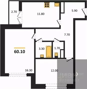 2-к кв. Воронежская область, Новоусманский район, пос. Отрадное ул. ...