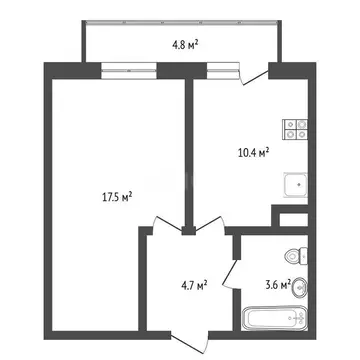 1-комнатная квартира: Тюмень, улица Дмитрия Менделеева, 2 (36.2 м)