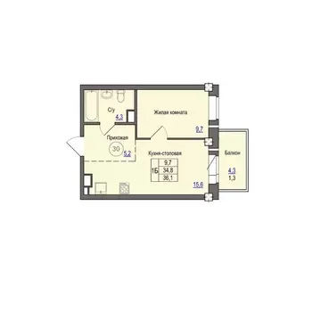 1-к кв. Псковская область, Псковский район, Завеличенская волость, д. ...