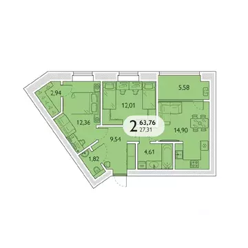 2-к кв. Брянская область, Брянский район, пос. Мичуринский, ...