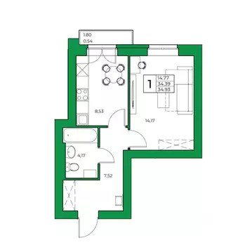 1-к кв. Башкортостан, Уфимский район, Зубовский сельсовет, с. Зубово ...