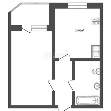 1-комнатная квартира: Тюмень, улица Монтажников, 38 (37.3 м)