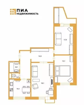 3-комнатная квартира: Королёв, Дворцовый проезд, 4 (72.9 м)
