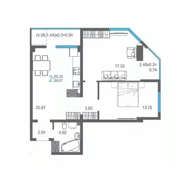 2-к кв. Крым, Ялта ул. Кирова, 155Ак1 (64.07 м)