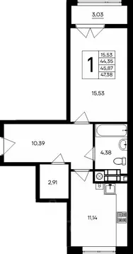 1-к кв. Крым, Евпатория Сезоны жилой комплекс (47.38 м)