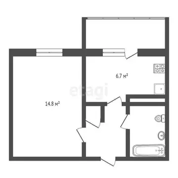 1-комнатная квартира: Усинск, Молодёжная улица, 24 (29 м)