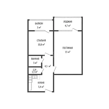 1-комнатная квартира: Каспийск, улица Ленина, 41 (48 м)