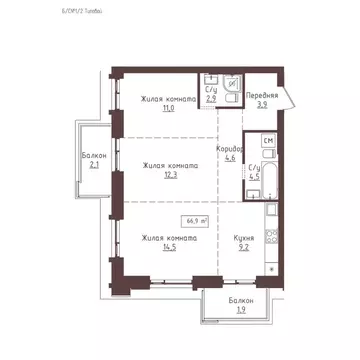 3-к кв. Алтайский край, Барнаул ул. Папанинцев, 155 (66.9 м)
