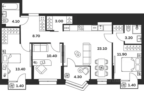 3-к кв. Тульская область, Тула ул. Михеева, 9А (84.9 м)