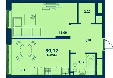 1-к кв. Башкортостан, Уфа ул. Ивана Спатара, 14 (39.17 м)