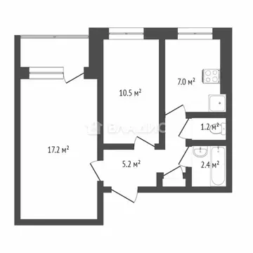 2-к кв. Нижегородская область, Нижний Новгород ул. Ванеева, 114 (43.4 ...