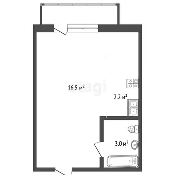 Квартира-студия: Стерлитамак, улица Связистов, 7А (21.7 м)