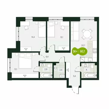 4-к кв. Забайкальский край, Чита Каштакский мкр,  (80.7 м)