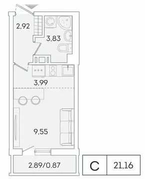 Квартира-студия: Мурино, Графская улица, 6к1 (20.4 м)