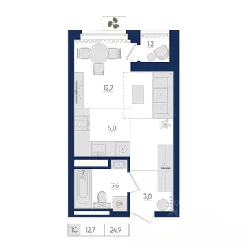 1-к кв. Башкортостан, Уфа бул. Яркий (24.9 м)