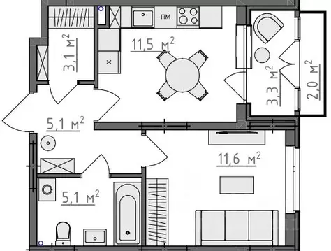 1-к кв. Владимирская область, Владимир Сновицы-Веризино мкр,  (38.65 ...