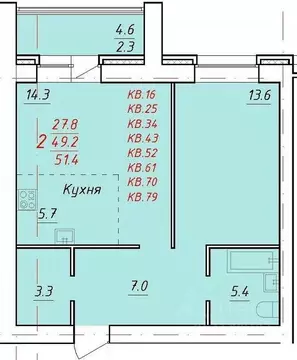 2-к кв. Алтайский край, Новоалтайск Индустриальная ул., 18А (51.4 м)
