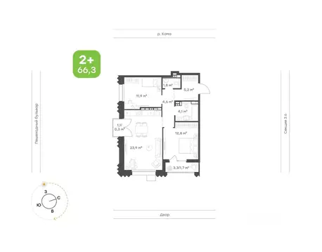 2-к кв. Татарстан, Набережные Челны Премьер-квартал жилой комплекс ...